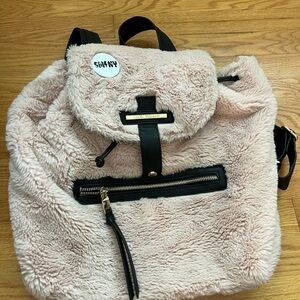 - Steve Madden Pink and Black Plush Backpack